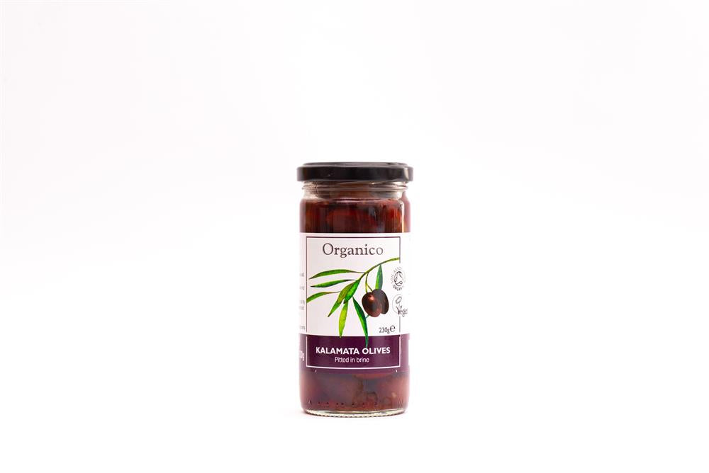 Organic Kalamata Olives Pitted in Brine 230g