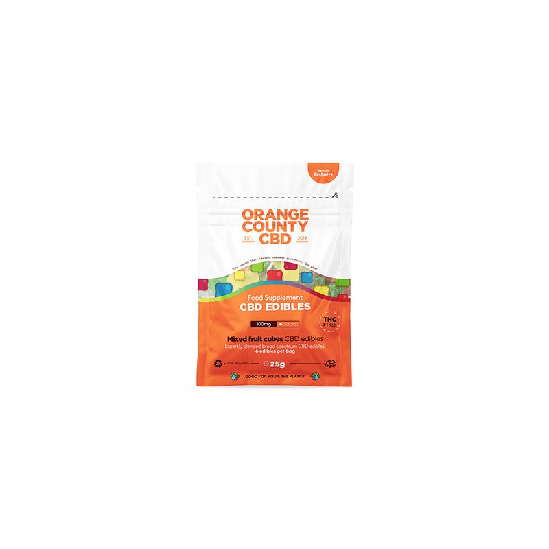 Orange County CBD 100mg Mini CBD Gummy Cubes - 6 Pieces