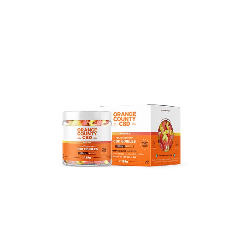 Orange County CBD 400mg CBD Fizzy Peach Rings - Small Tub