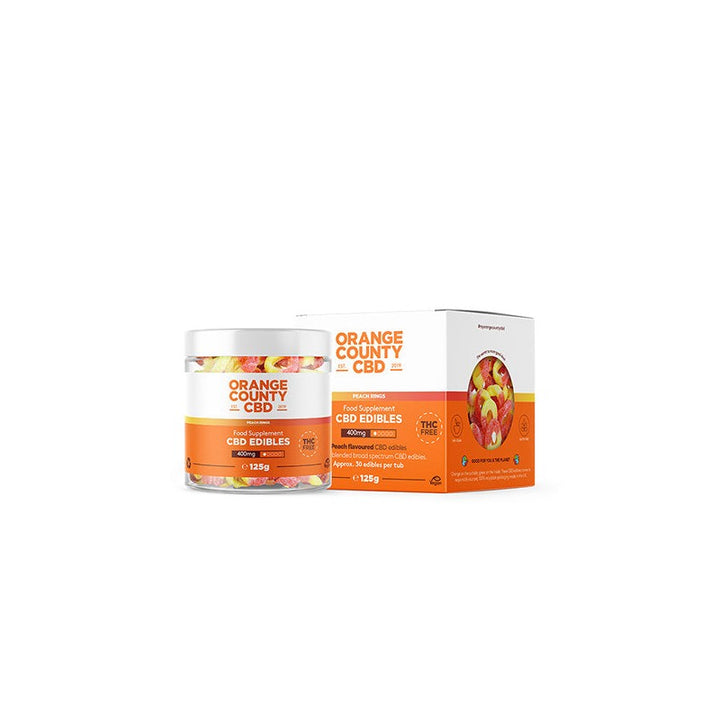 Orange County CBD 400mg CBD Fizzy Peach Rings - Small Tub