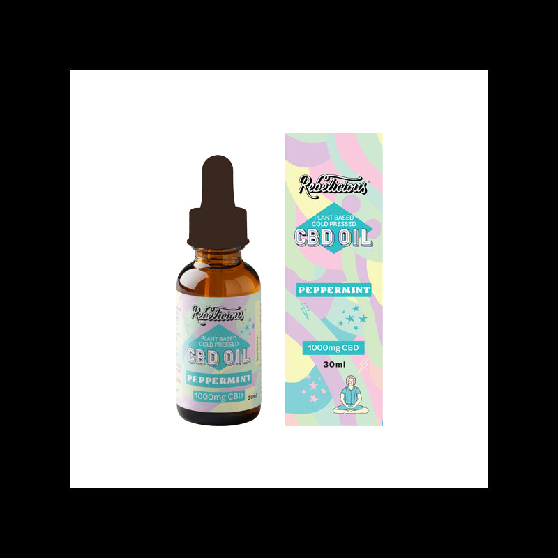 Rebelicious 1000mg Peppermint Plant Based Cold Pressed CBD Oil - 30ml