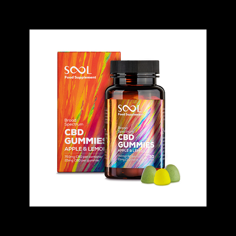 SOOL 750mg Broad Spectrum CBD Apple & Lemon Gummies - 30 pieces